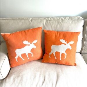 CaliTime Pack of 2 Soft Canvas Throw Pillow Covers Cases Elk Orange